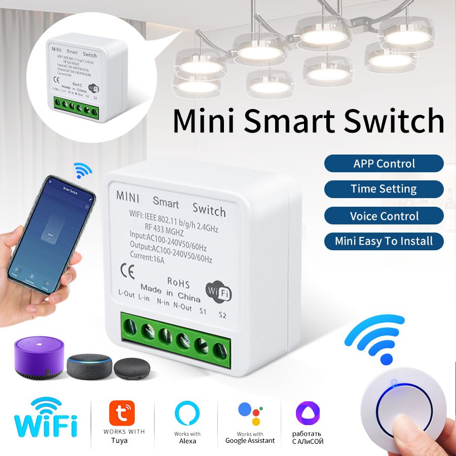 Smart Light Switch Wifi - Interrupteur intelligent WiFi Tuya RF433Mhz 16A/20A,